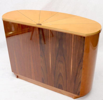 Large Inlaid Oval Kidney Shape Finished Back Dresser with Scallop Base