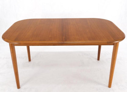 Danish Teak Rounded Corners Rectangle Dining Table One Hide Away Board Leaf Mint