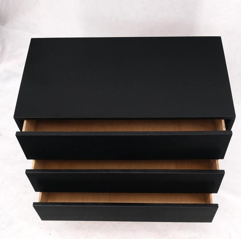 Black Lacquer 3 Louver Drawers Dresser on a "Base" 2 Pieces Cabinet Credenza