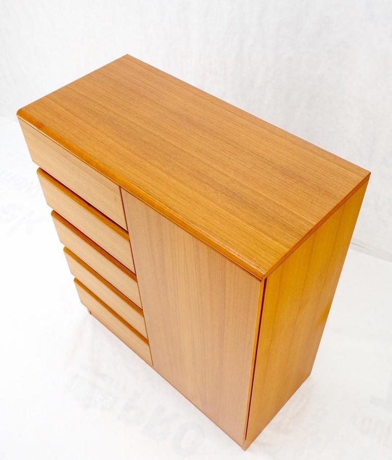Danish Mid-Century Modern Teak Side by Side Cabinet w 5 Drawers Shelf Compartmet
