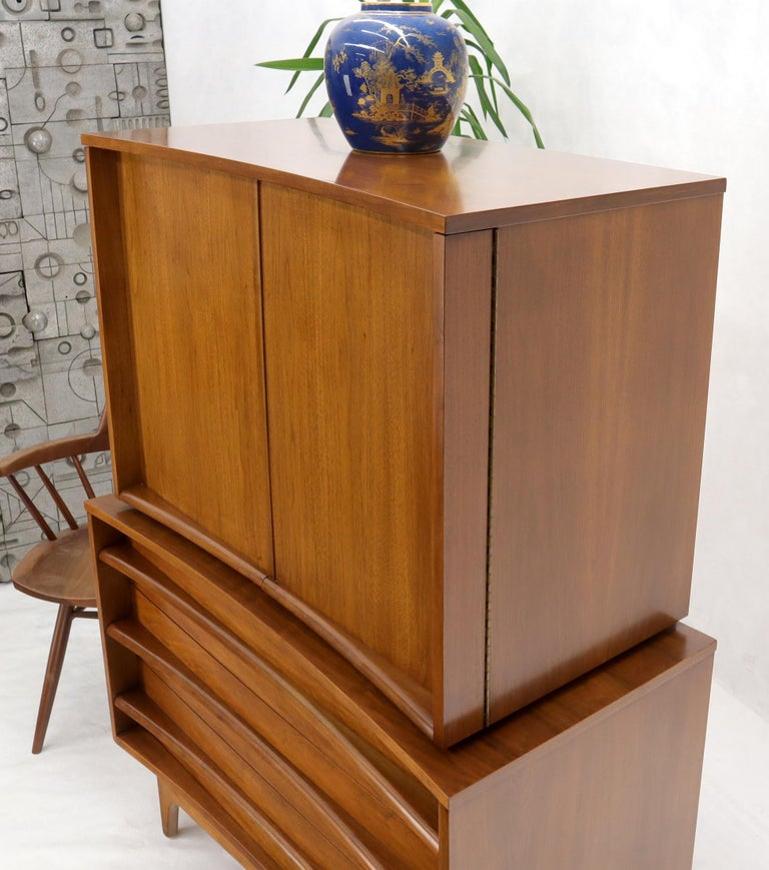 American Walnut Concave Front Gentleman's Chest Dresser Double Door Compartment