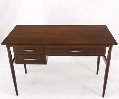 Exposed Dowel Shape Legs Floating Top 3 Drawers Walnut Desk Table Console Mint