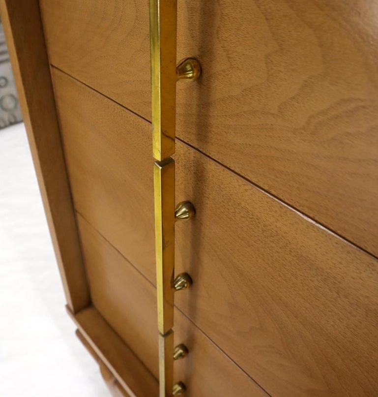Light American Walnut Three Drawer End Table Night Stand w/ Brass Hardware Pulls
