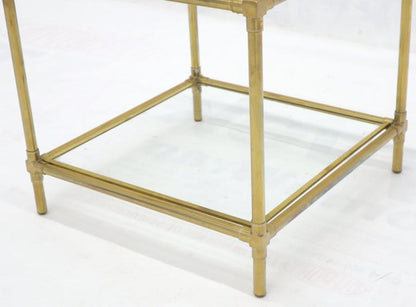 Heavy Machined Brass Glass Top Cube Shape Side Coffee Table