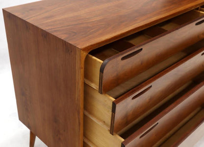 Eight Drawers Scandinavian Walnut Double Dresser on Tall Dowel Legs