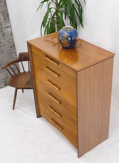 John Stuart Honey Amber Maple High Chest 6 Drawers Dresser Cabinet Wooden Pulls