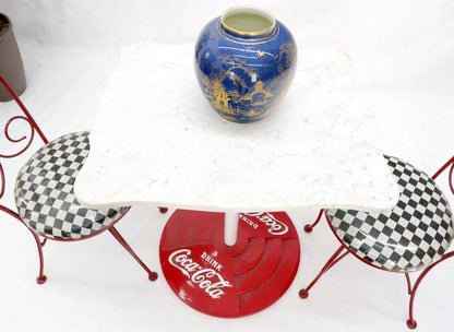 Two Chairs Cast Iron Marble-Top Table Coca-Cola Dinette Ice Cream Set Cafe Table