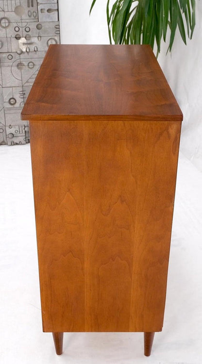 Danish Mid-Century Modern 5 Drawers High Chest Dresser Bow Tie Pulls Dowel Leg