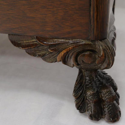 Claw Feet Tiger Oak Double Door Bookcase Curio Cabinet Wallpaper Interior