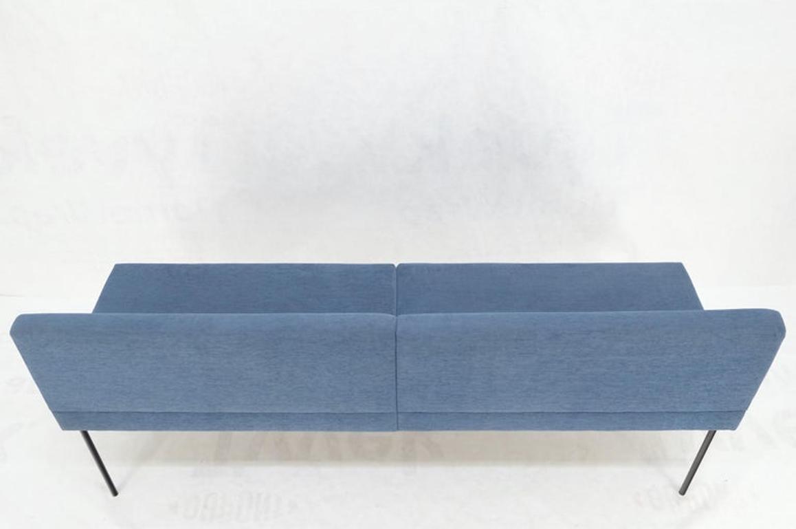 Geiger Tuxido Lounge Sofa Couch Bench Seating Blue Upholstery Black Frame Mint