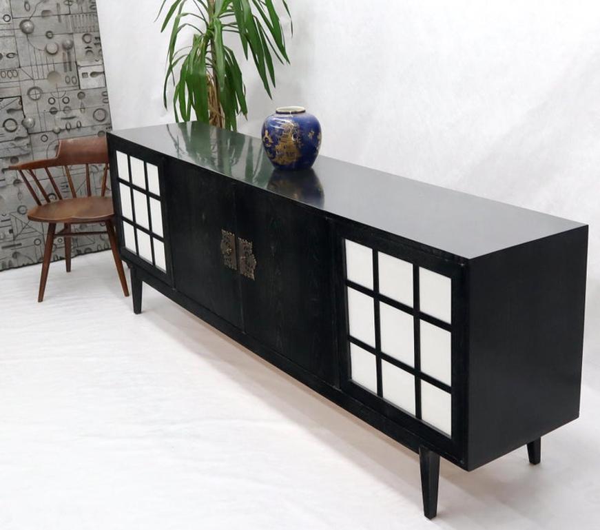 Ebonized Cerused Walnut Long Credenza Dresser