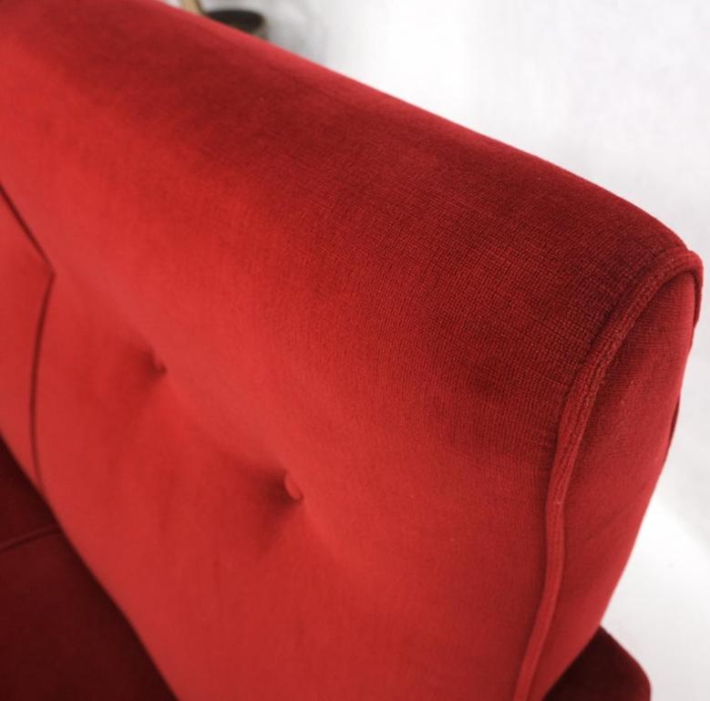 Red Upholstery Brass Legs Mid century Italian Modern Sofa Loveseat