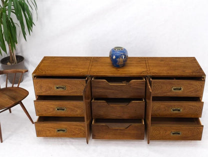 Campaign Style 9 Drawers Two Doors Compartment Paint Decorated Dresser Credenza