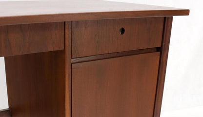 Danish Mid Century Modern Petit Single Pedestal Desk Two Drawers