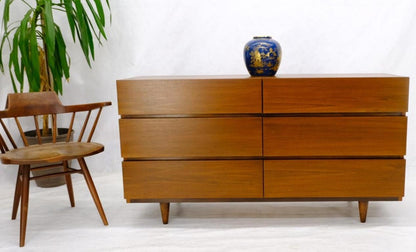 American Walnut Block Front 6 Drawers Long Dresser Credenza Restored Mint