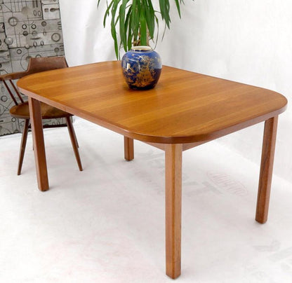 Rectangle Round Corners Teak Midcentury Danish Modern Dining Table Pop Up Leaf