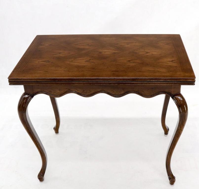 Henredon Cabriole Leg Parquet Flip Top Console to Dining Table