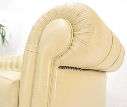 Cream Tufted Leather Chesterfield Sofa