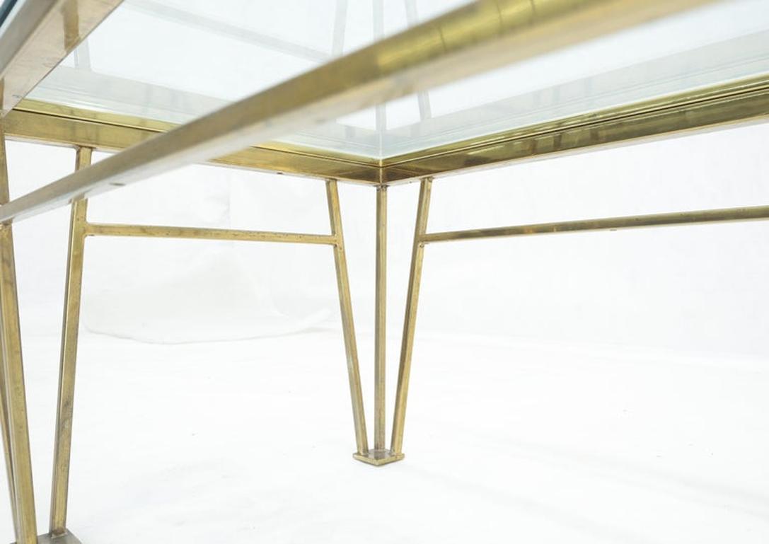 EstablishedLines Geometric Frame Style Legs  Rectangular Brass Plated Side Table w/ Glass Top