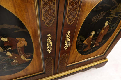 Painted Chinoiserie Two Doors Server Cabinet by Drexel