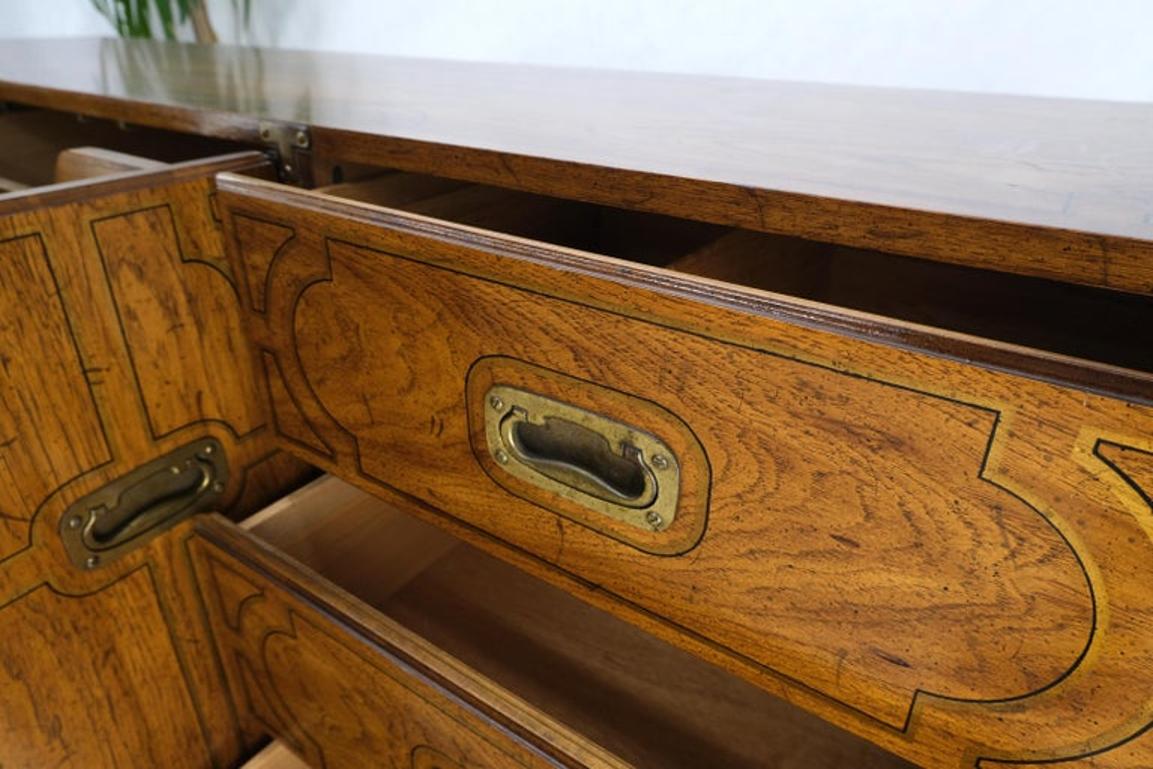 Campaign Style 9 Drawers Two Doors Compartment Paint Decorated Dresser Credenza