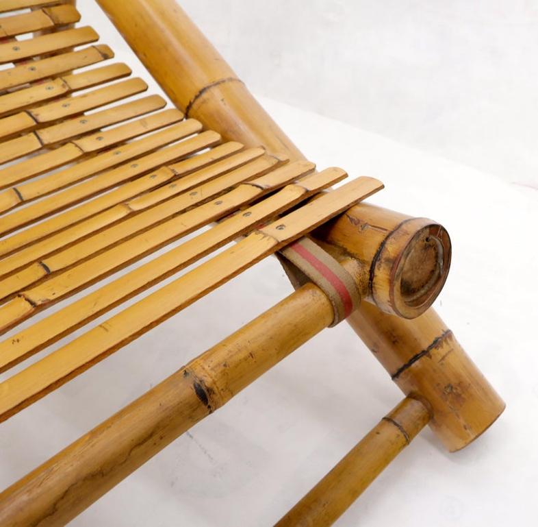 Vintage Bamboo Adjustable Sling Chaise Chair