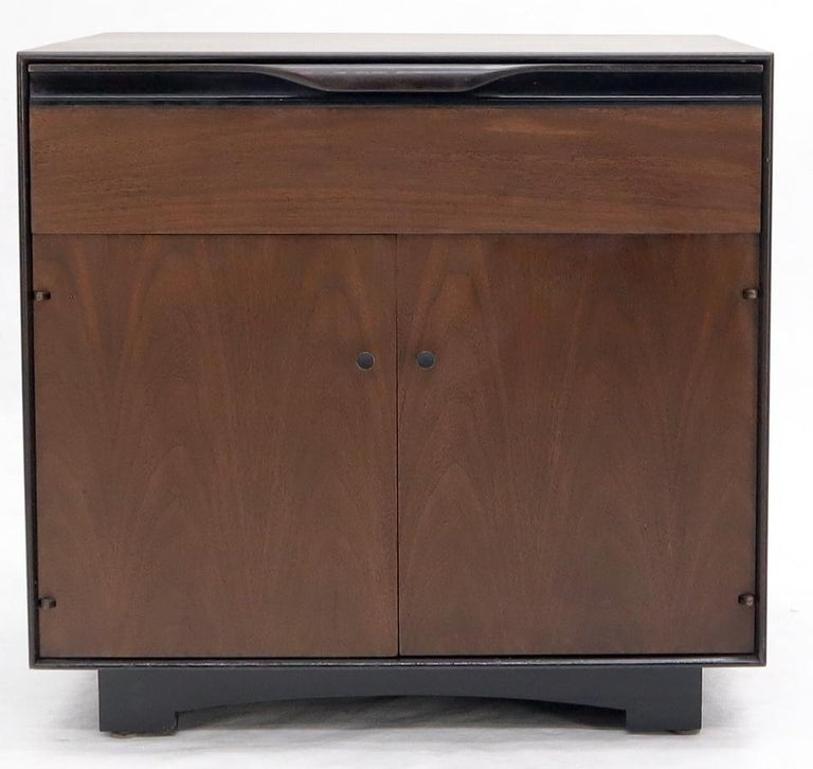 John Stuart Walnut One Drawer Two Doors Compartment End Table Nightstand