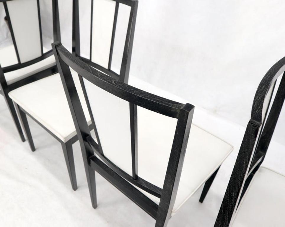 Set of Six Ebonized Cerused Walnut Dining Chairs