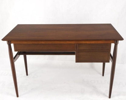 Exposed Dowel Shape Legs Floating Top 3 Drawers Walnut Desk Table Console Mint