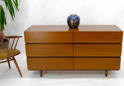 Mid-Century Modern Block Front American Walnut 6 Drawers Dresser Restored