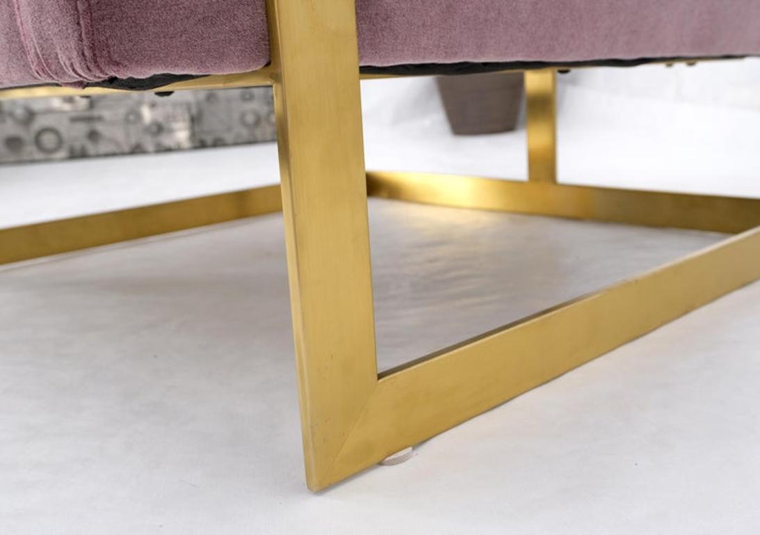 Brass Frame Shape Base Cube Shape Lounge Chair