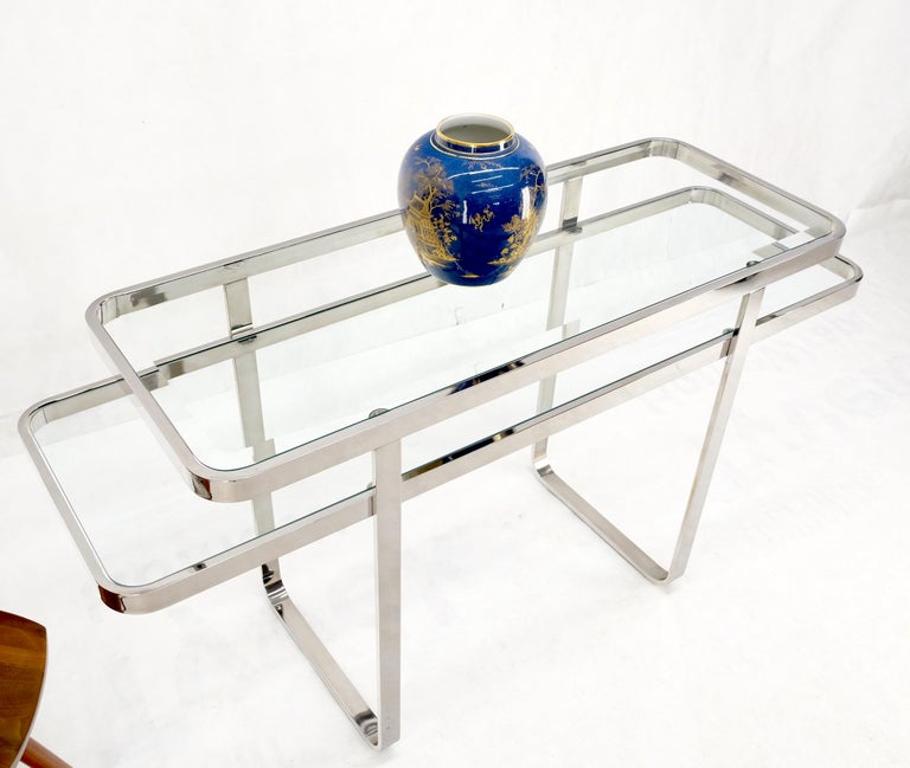 Chrome & Glass Mid-Century Modern Two Tier Console Sofa Table Mint