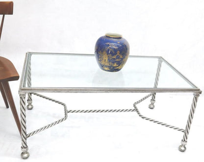 Forged Metal Twisted Rope Effect Silver Gilt Base Rectangle Coffee Table