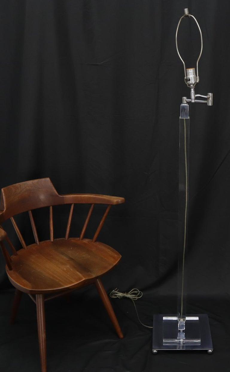 Mid-Century Modern Lucite Base Adjustable Floor Lamp