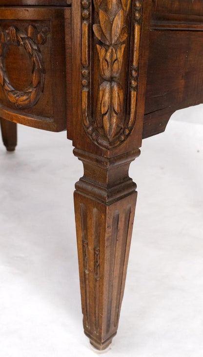 Pair Antique Marble Top Finely Carved 3 Drawers Brass Pulls Bachelor Chests MINT
