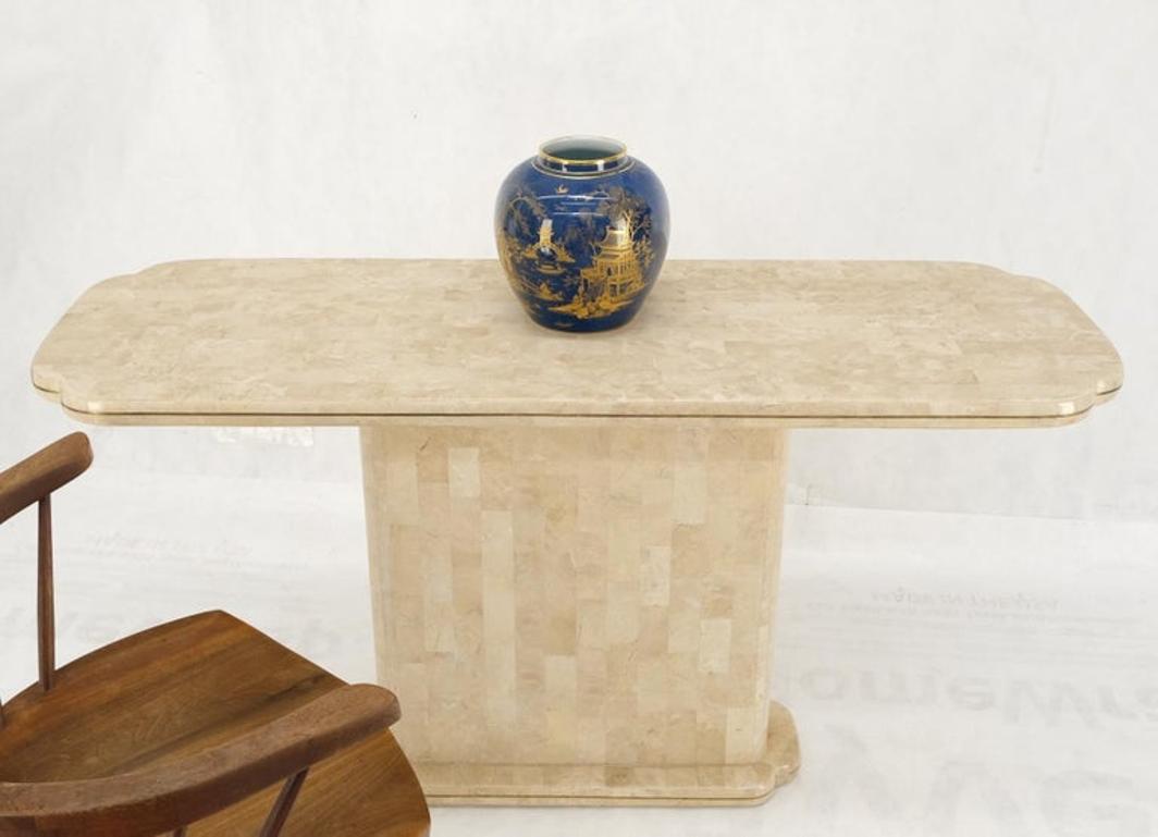 Tessellated Stone Brass Inlay Clove Pattern Ends Sofa Console Table MINT