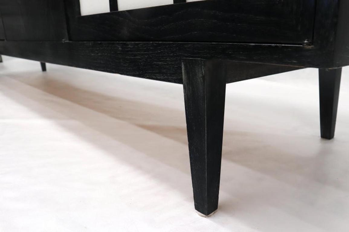 Ebonized Cerused Walnut Long Credenza Dresser
