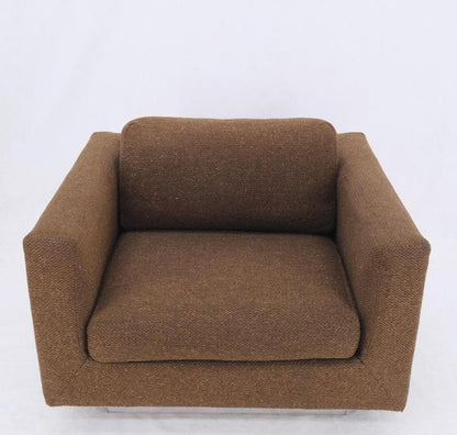 Large Cube Shape Oversize Chrome Mirror Base Lounge Club Dunbar Arm Chair Modern