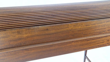 Petit Roll Top Mahogany Mechanical Desk Writing Table Tapered Legs Mid Century