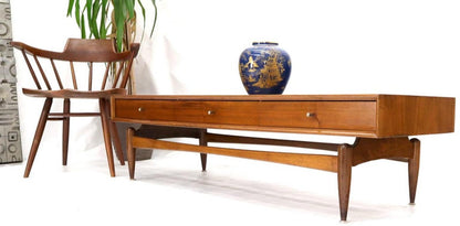 Glenn of California Atr. Walnut Three Drawers Coffee Table on Sculpted Legs