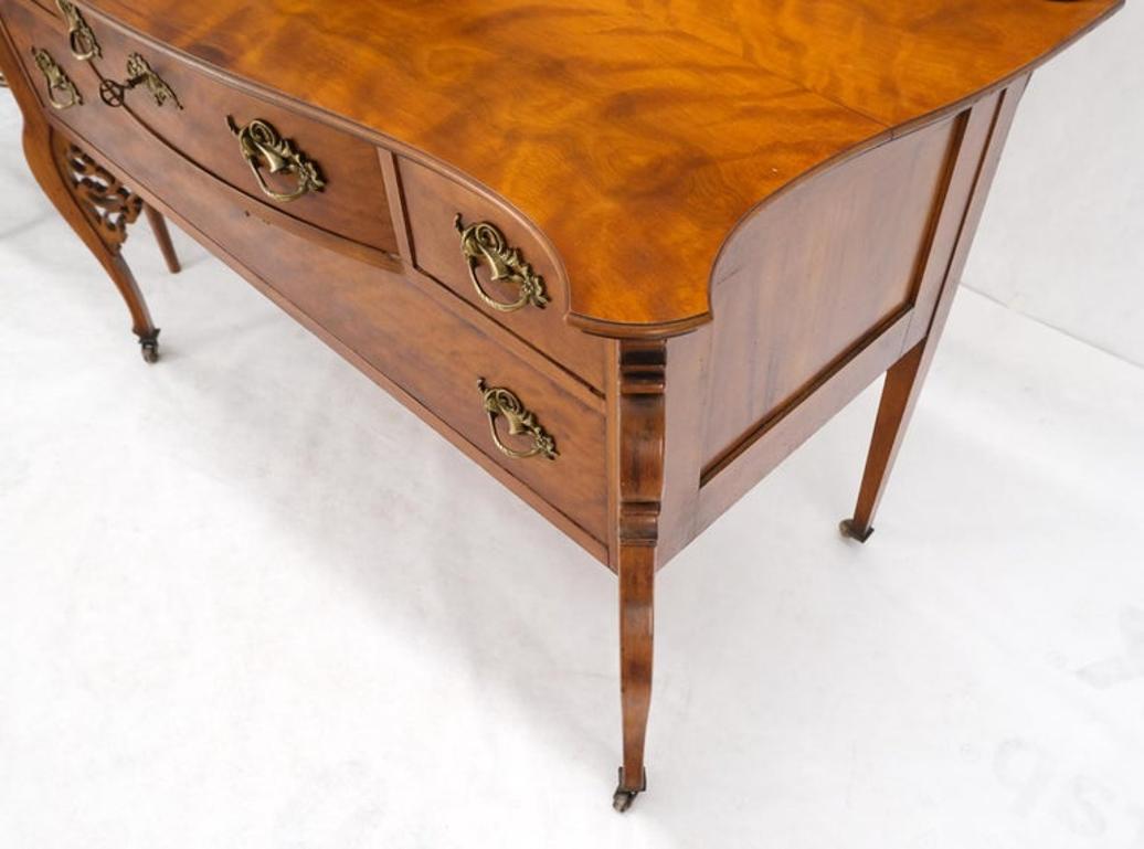 Antique Carved 4 Drawers Dresser w/ Large Beveled Swivel Clove Shape Mirror