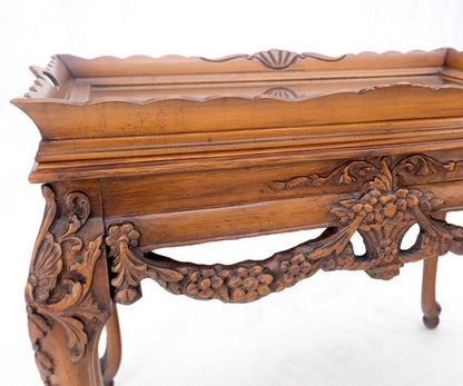 Removable Tray Top Pierce Carved Inlayed Walnut Side End Table Stand Mint!