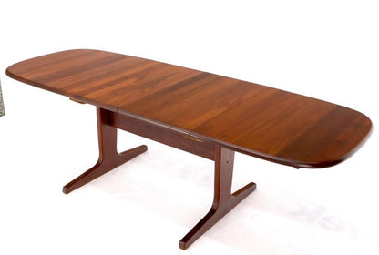 Compact Solid Teak Danish Mid-Century Modern Dining Table with Two Leaves