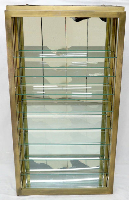 Tall Narrow Brass Finish Adjustable Glass Shelves Unit Bookcase Storage Etagere