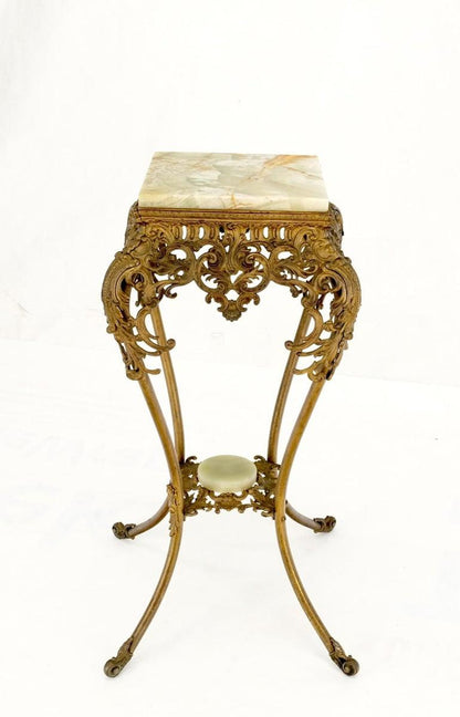 Onyx Top Ornate Gilt Brass Base Lamp Table Stand Pedestal