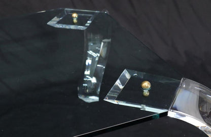 Glass Top Bent Lucite Legs Rectangular Coffee Table