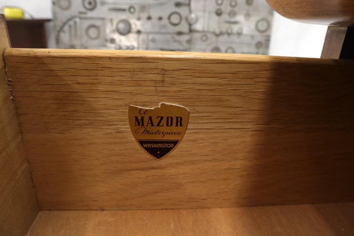 Sculptural Walnut Mid-Century Modern Long Dresser Credenza