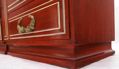 Directoire Style Blood Tomato Red Lacquer Super Heavy Solid Brass Pulls Dresser