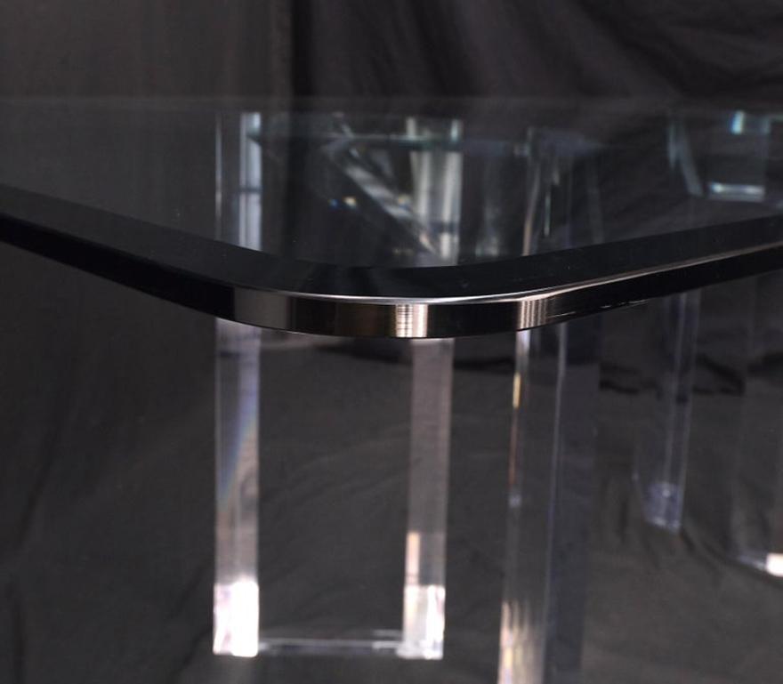 Magnificent Lucite Pedestals Base Glass Top Dining Conference Table 7' Long