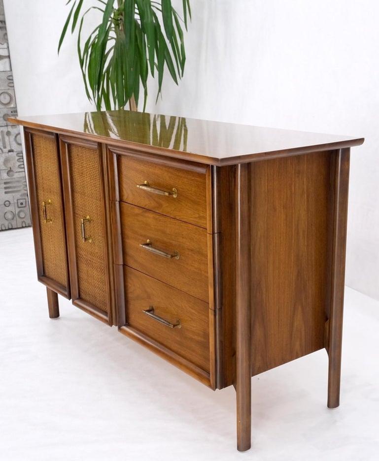 Exposed Sculptural Legs Walnut Three Drawers Two Doors Credenza Server Sideboard